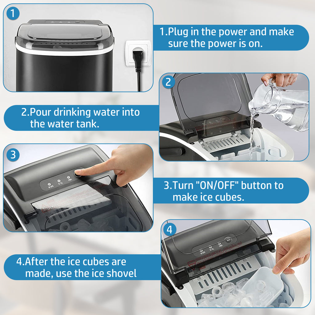 Black Countertop Ice Maker with Handle Y65659