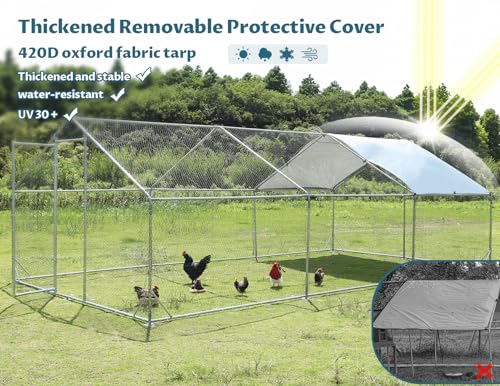 Metal Chicken Coop with Anti-Rust Steel & Waterproof Cover Z56193