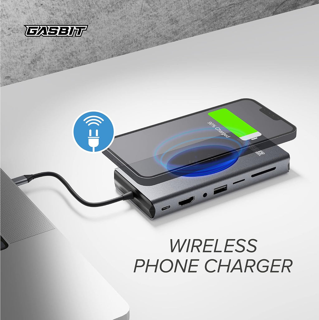 15-in-1 USB C Hub Multiport Adapter with Wireless Phone Charger, Pack of 2 I15392