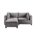 Light Gray Woven Fabric Sectional Loveseat Sofa with Ottoman U13704