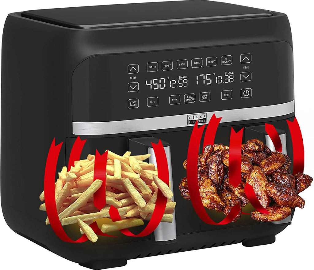 8-qt. Digital Air Fryer with Dual Baskets Matte Black Y8952