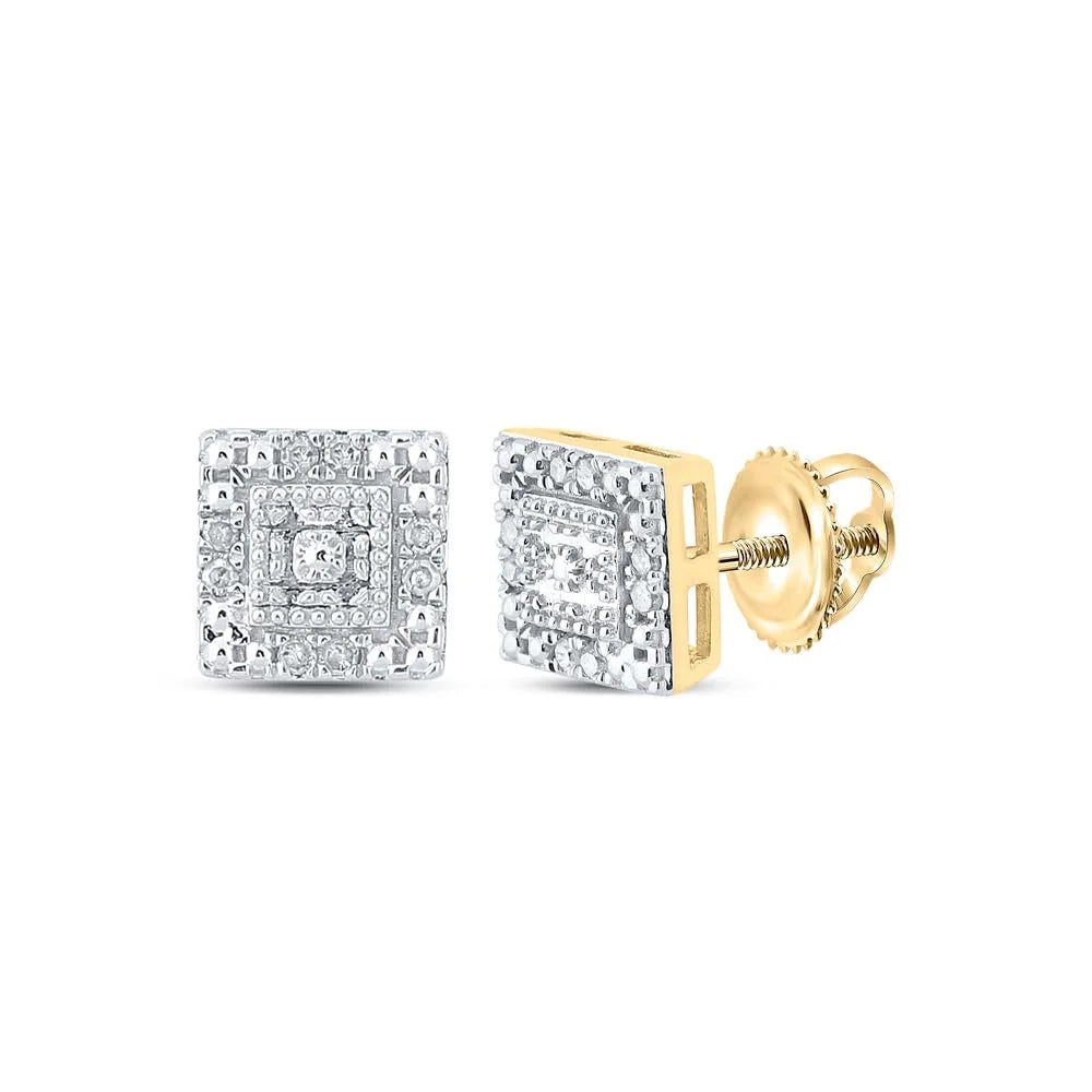 14kt Yellow Gold Diamond Square Earrings 1/8 Cttw Z7107