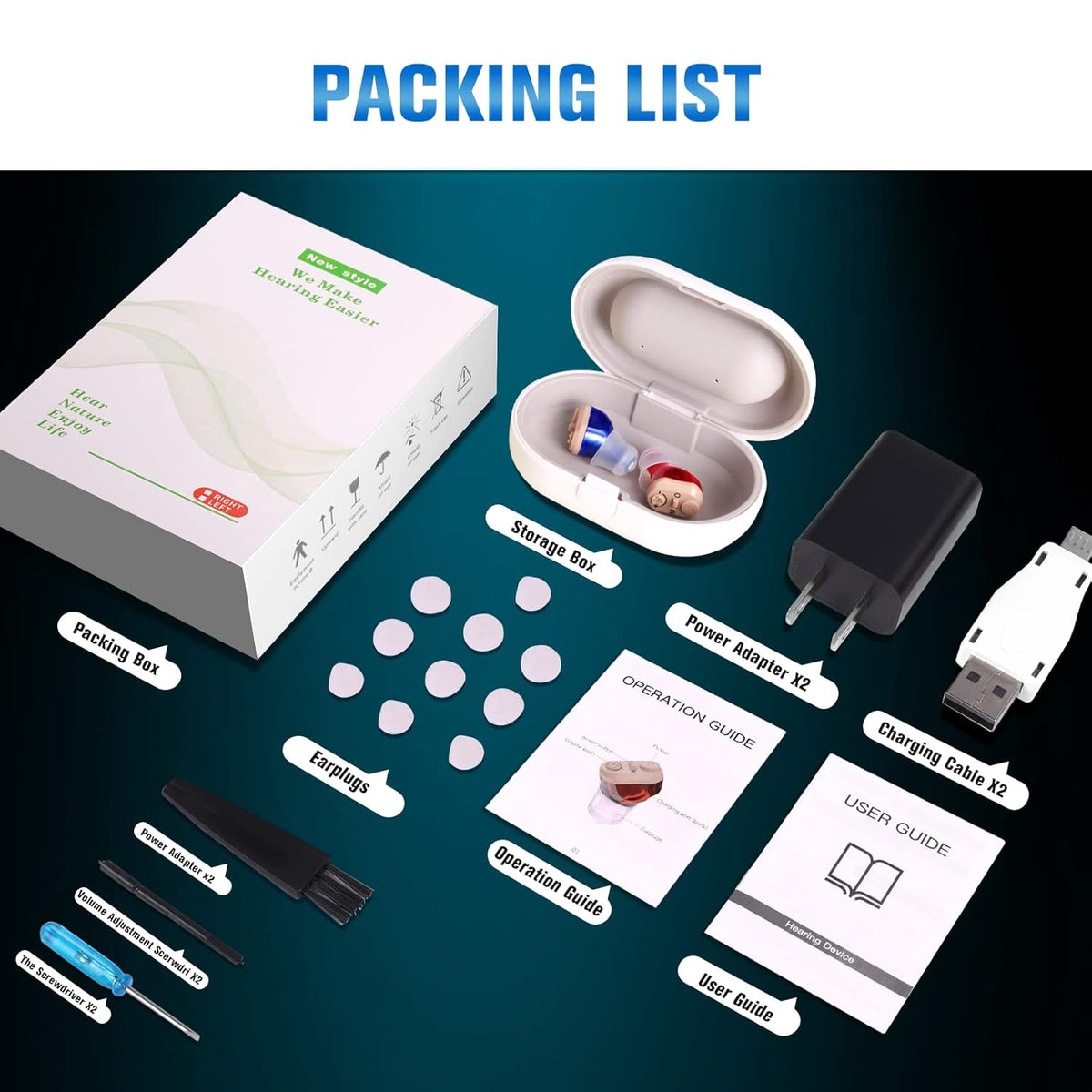 Rechargeable Invisible Hearing Aid 2 Pack J17338