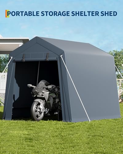 7x10 FT Portable Outdoor Storage Shed with 2 Roll-Up Zipper Doors Y142078