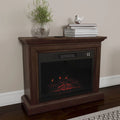 Brown Mobile Electric Fireplace with Mantel and Remote Control F3236