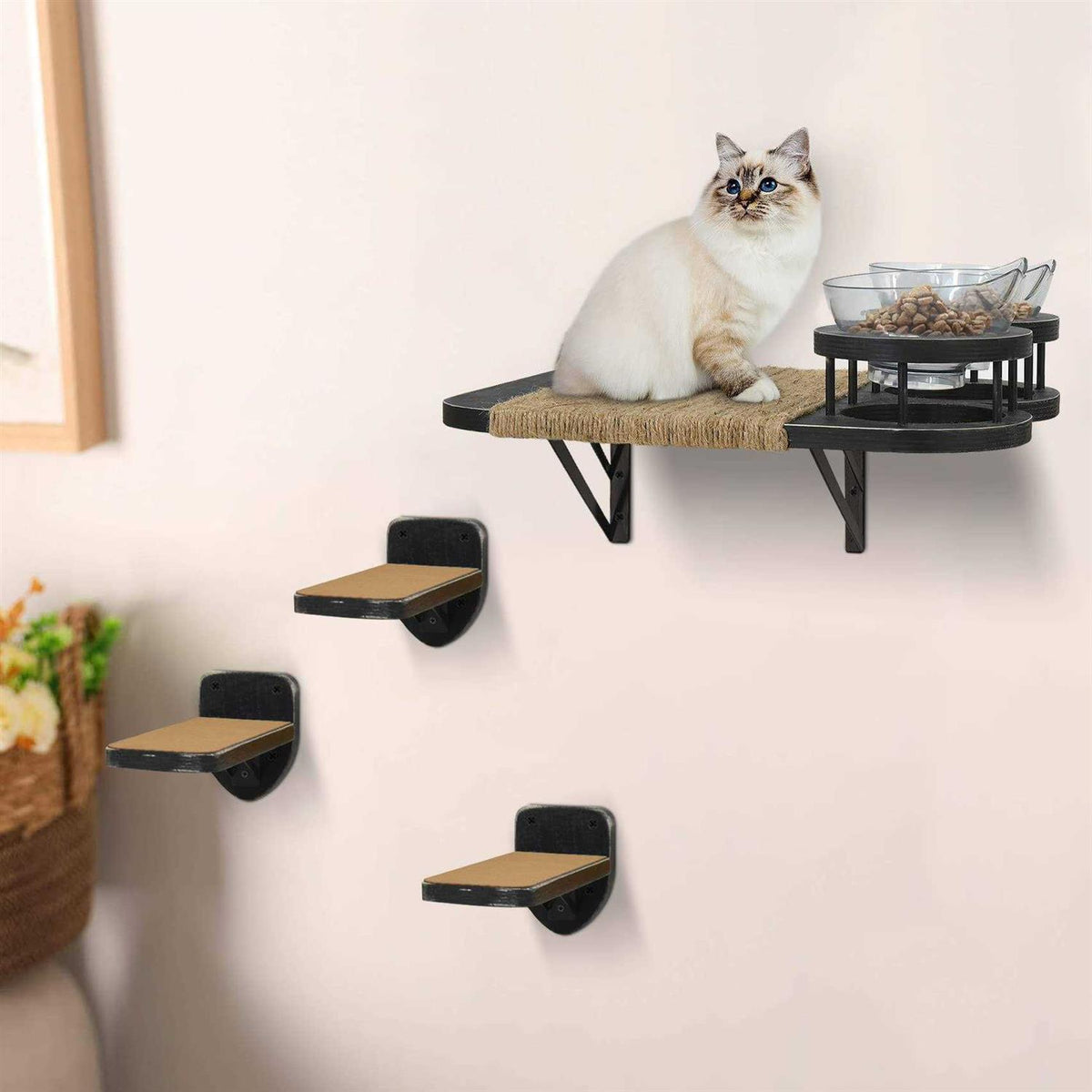 Cat Hammock Wall Shelves with 3 Steps J678413