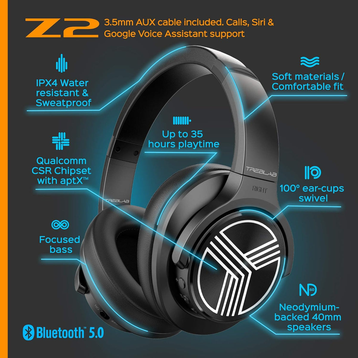 Over Ear Workout Headphones with Microphone J585