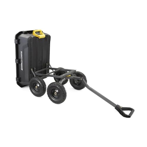Heavy-Duty Steel Frame Dump Cart with 600 lb Capacity and No-Flat 10-Inch Tires H396