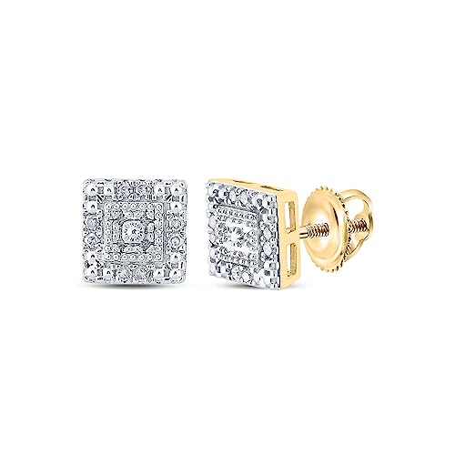 14kt Yellow Gold Diamond Square Earrings 1/8 Cttw Z7107
