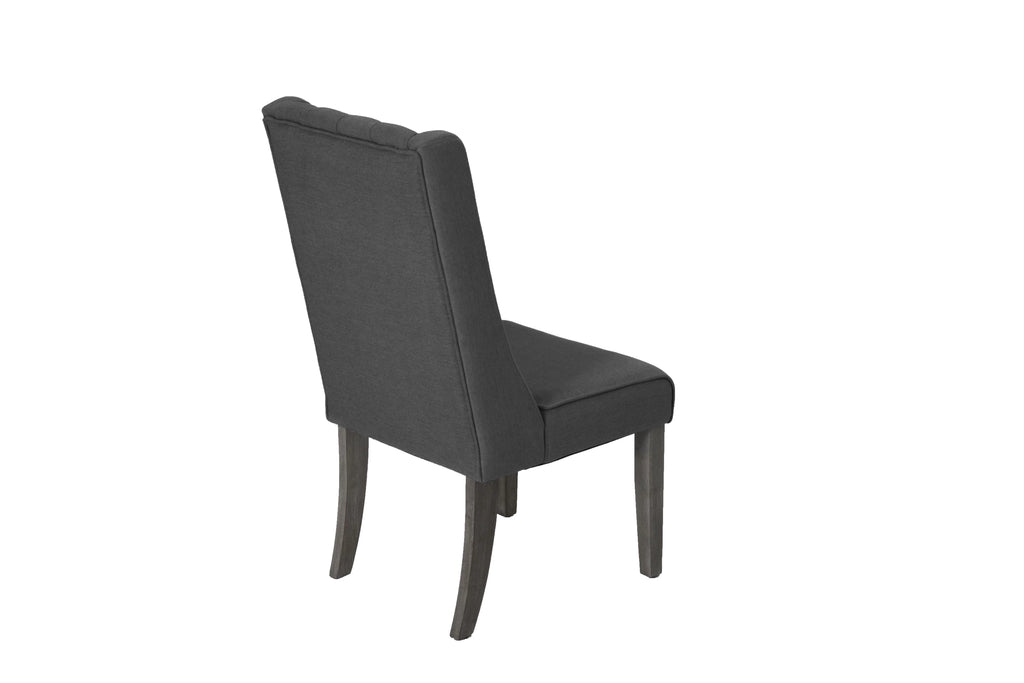 Gray Wood 9pc Dining Set with Linen Chairs T7186