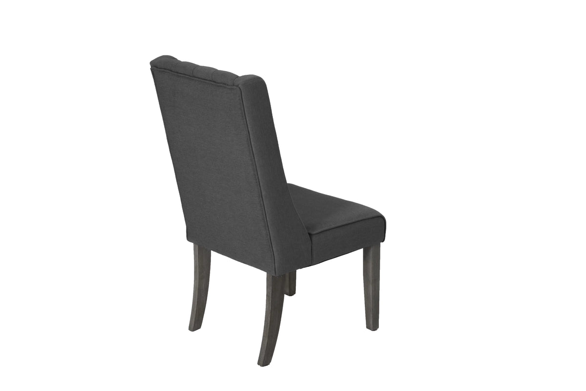 Gray Wood 9pc Dining Set with Linen Chairs T7186