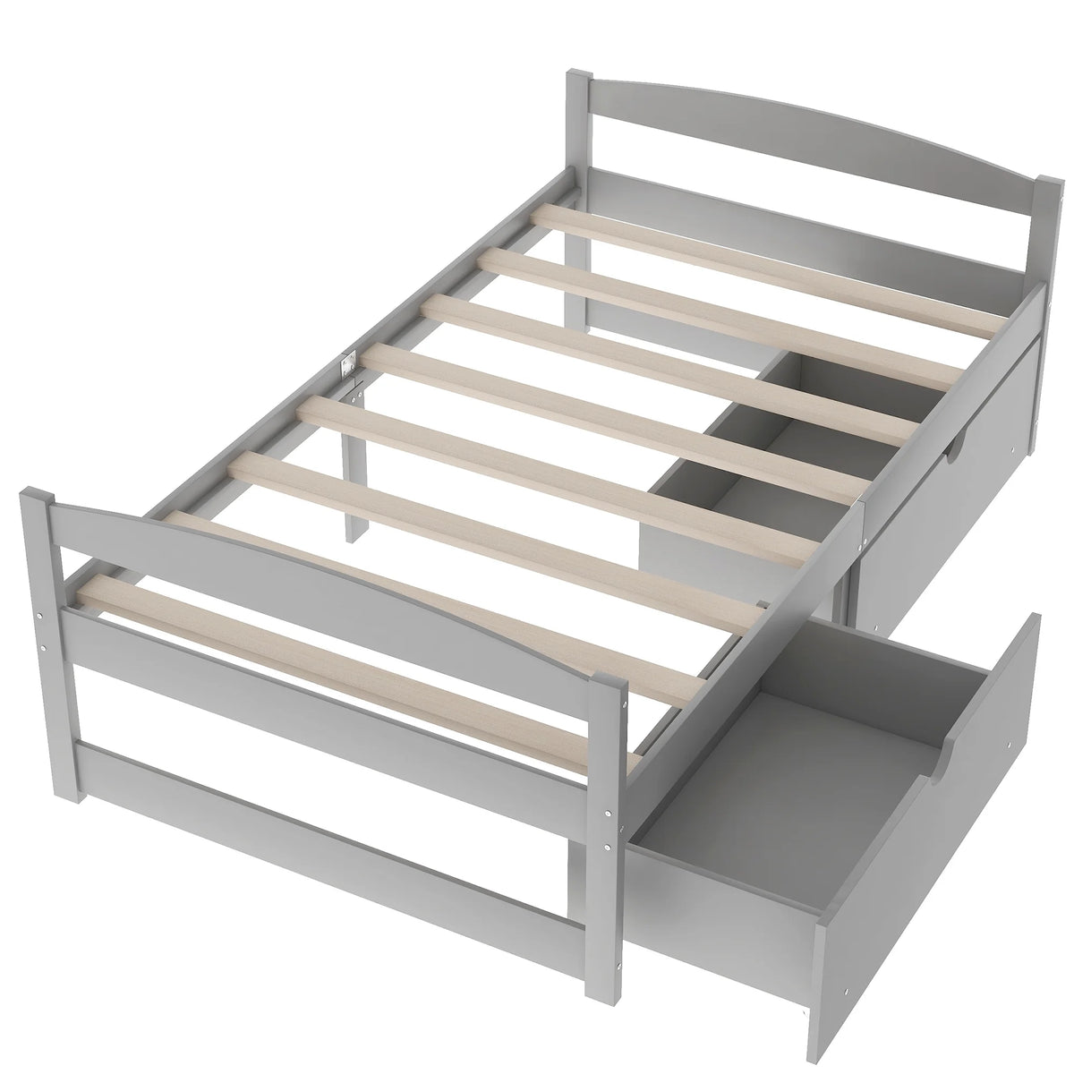Twin Size Platform Bed with Two Drawers Gray S538372