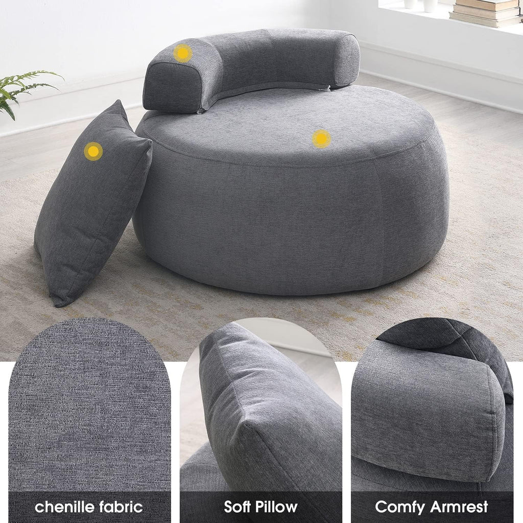 Grey Chenille Upholstered Barrel Chair J44358