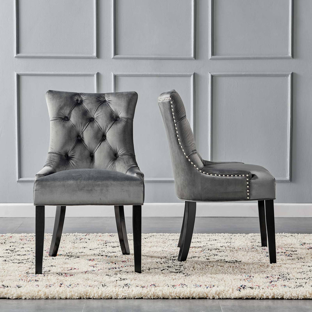 White Tufted Performance Velvet Dining Side Chairs Set of 2 N79251