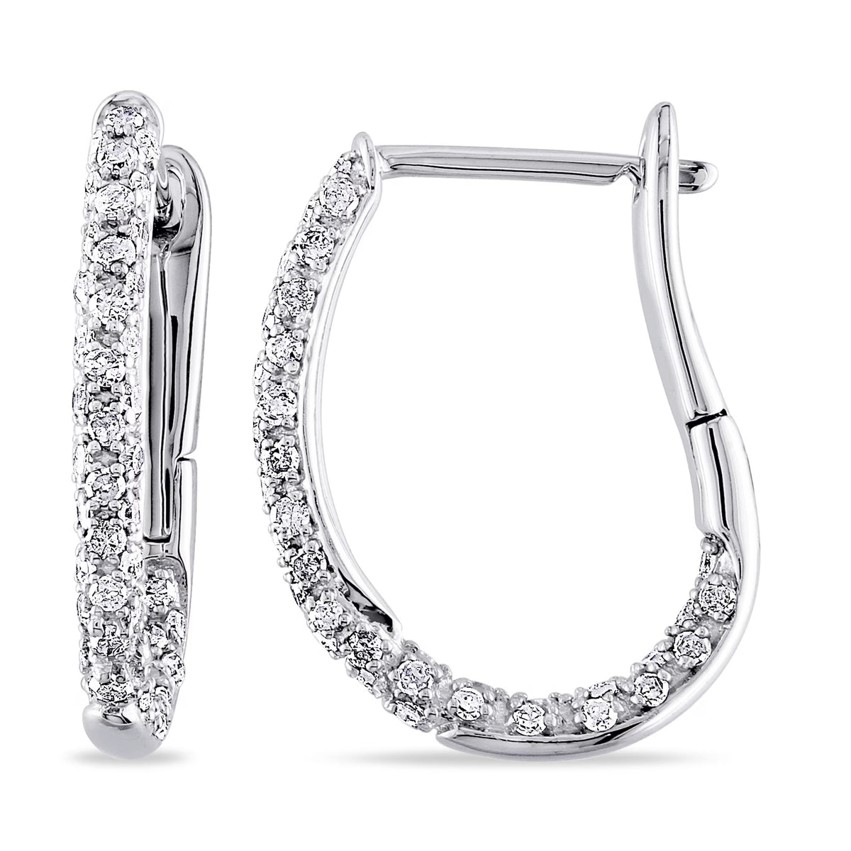Oval Huggie Hoop Earrings in 10kt White Gold E7099