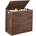 Large Natural Water Hyacinth Double Laundry Hamper Basket with 2 Liner Bags O227047