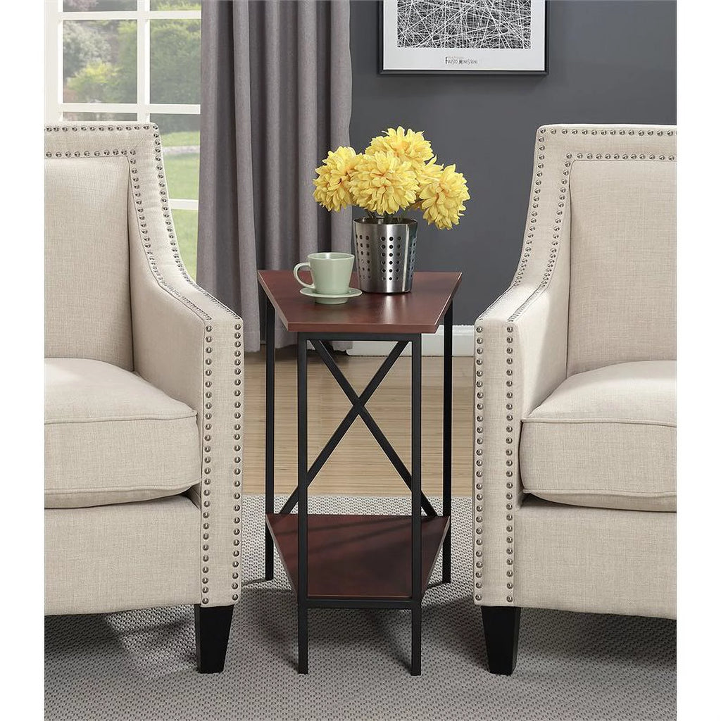 Black and Cherry Wood End Table Set of 2 S516