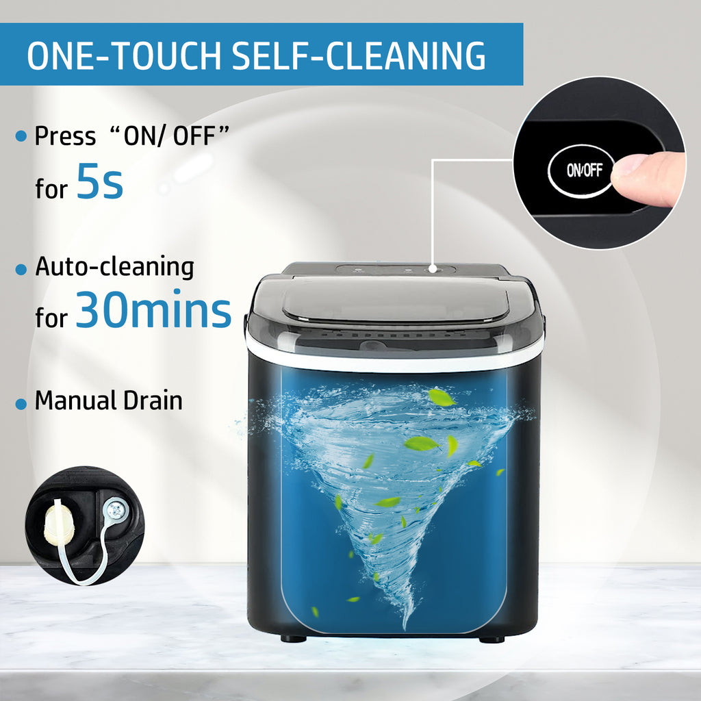 Black Countertop Ice Maker with Handle Y65659