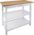 Natural White Kitchen Island with Hardwood Top G750990