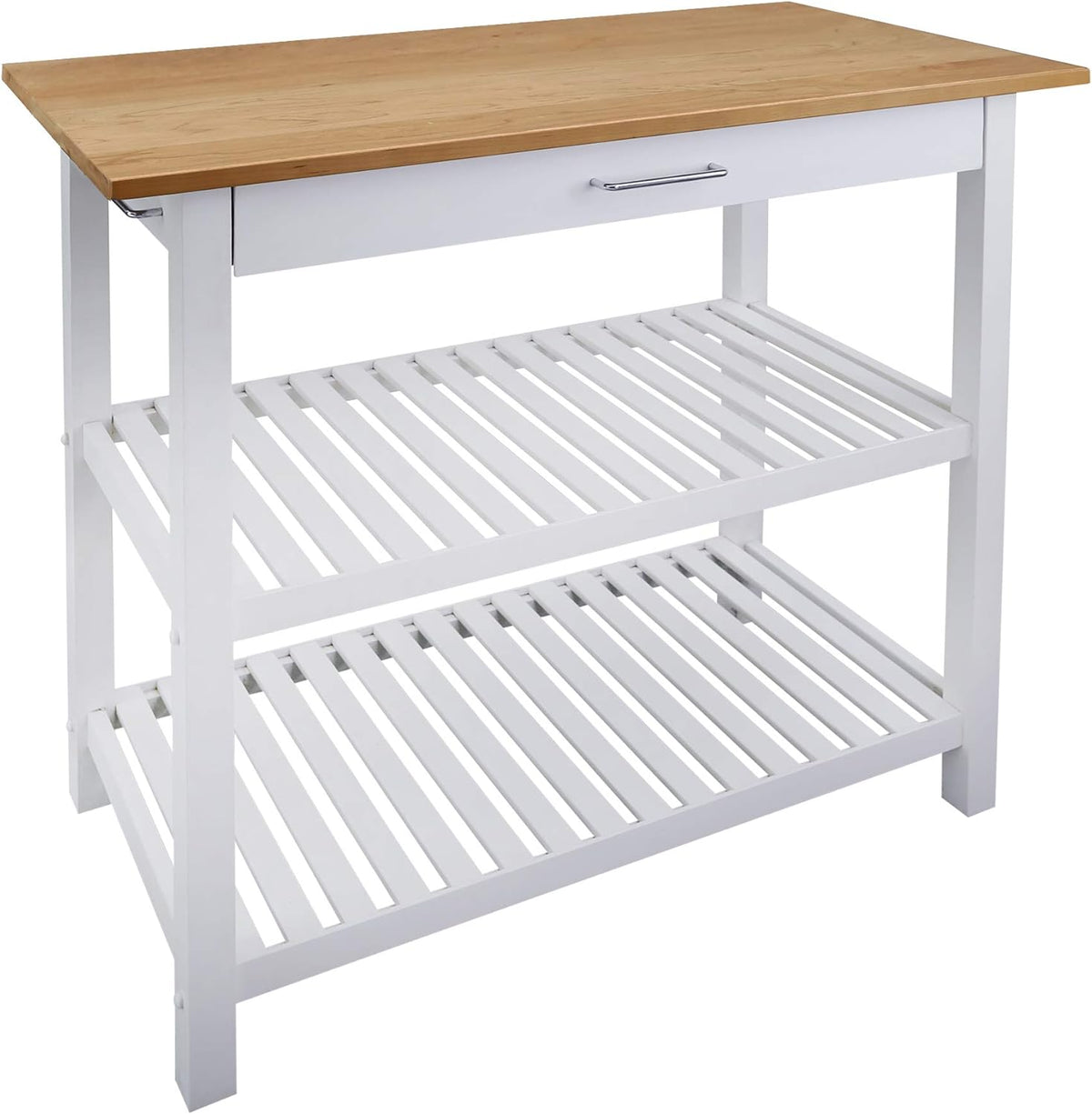 Natural White Kitchen Island with Hardwood Top G750990