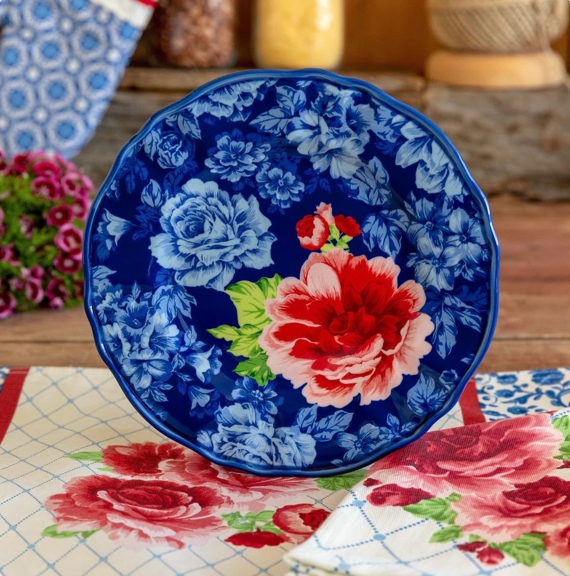 12-Piece Blue Floral Dinnerware Set T442314