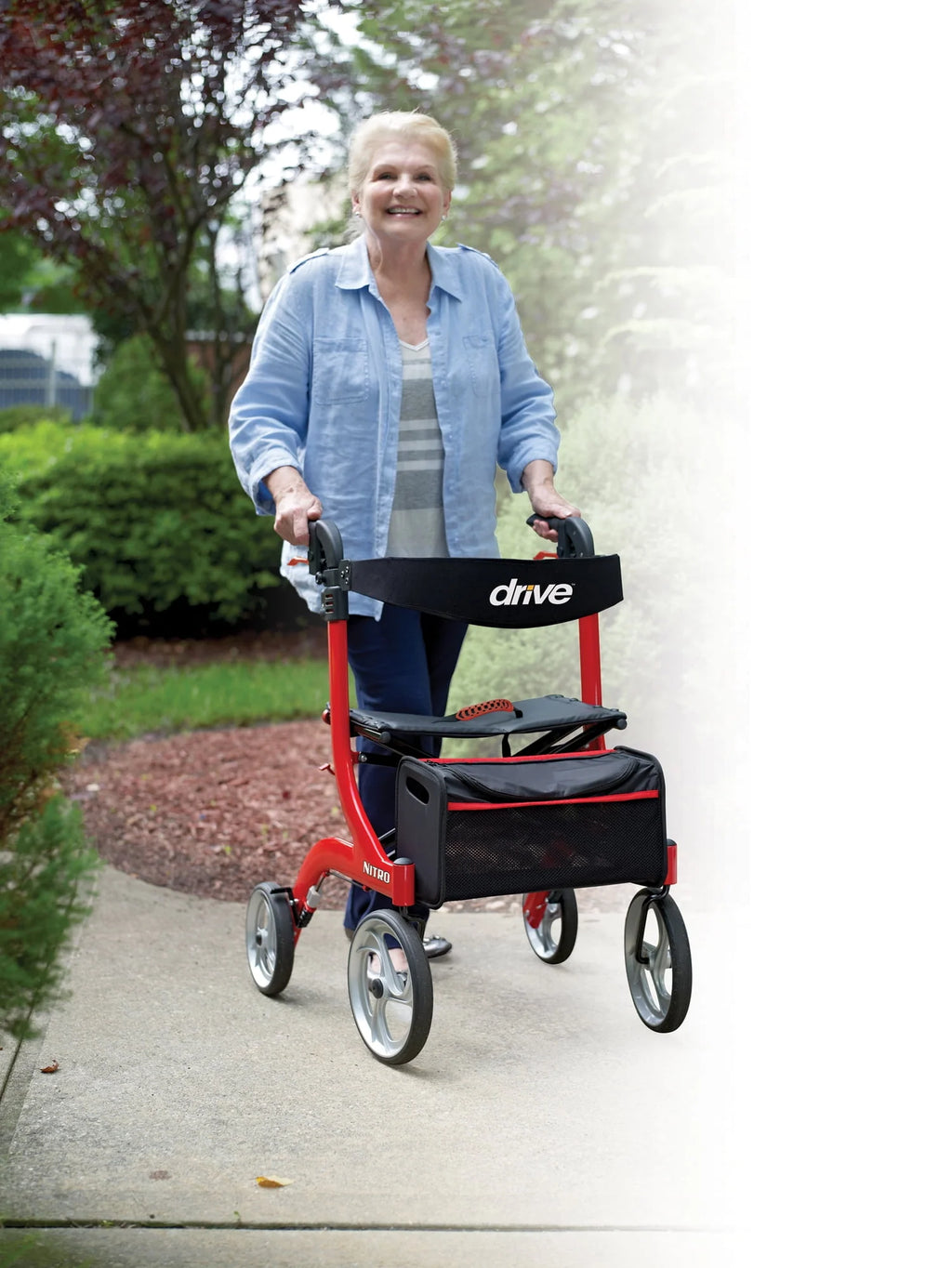 Red Rollator Rolling Walker Z29570