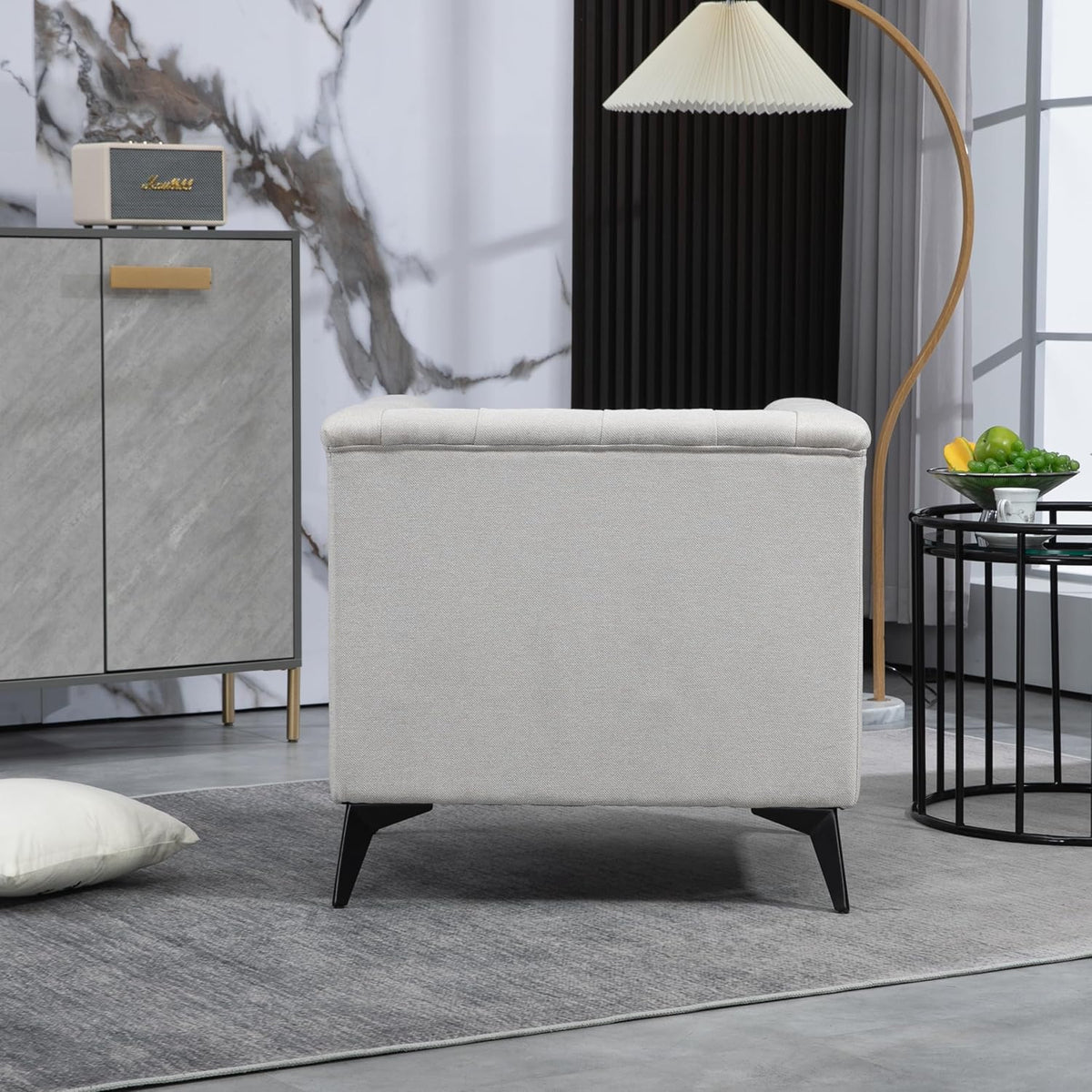 Beige Linen Fabric Accent Arm Chair Z1640