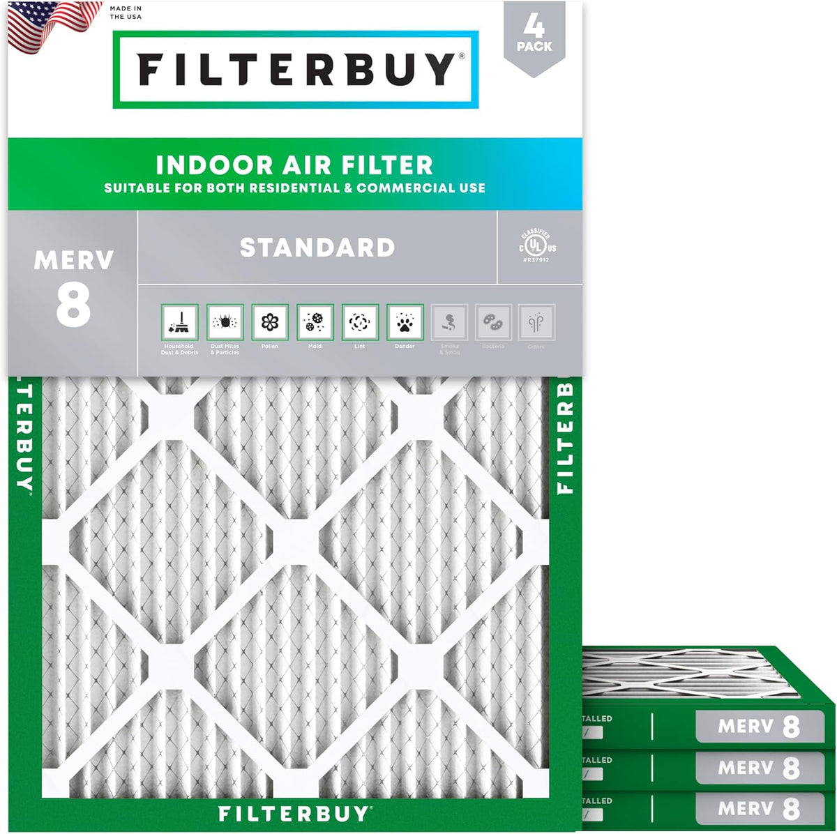 19x21.5x1 MERV 8 Pleated Air Filter (4-Pack) D61318