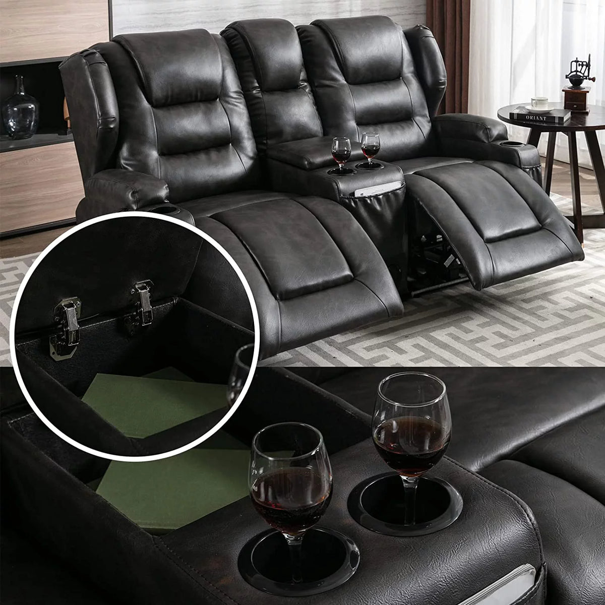 Electric Power Recline Sofa with Console Q46078