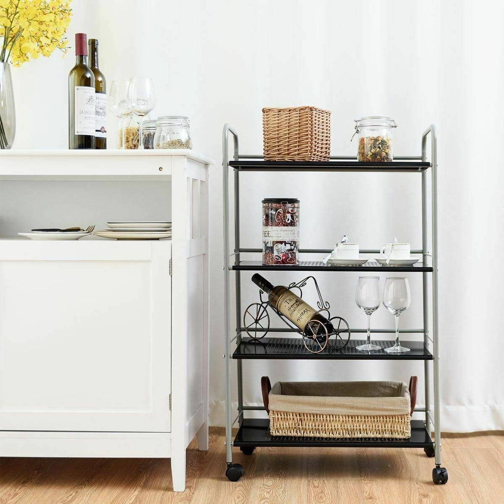 4 Tiers Rolling Storage Cart Utility Trolley Q6379