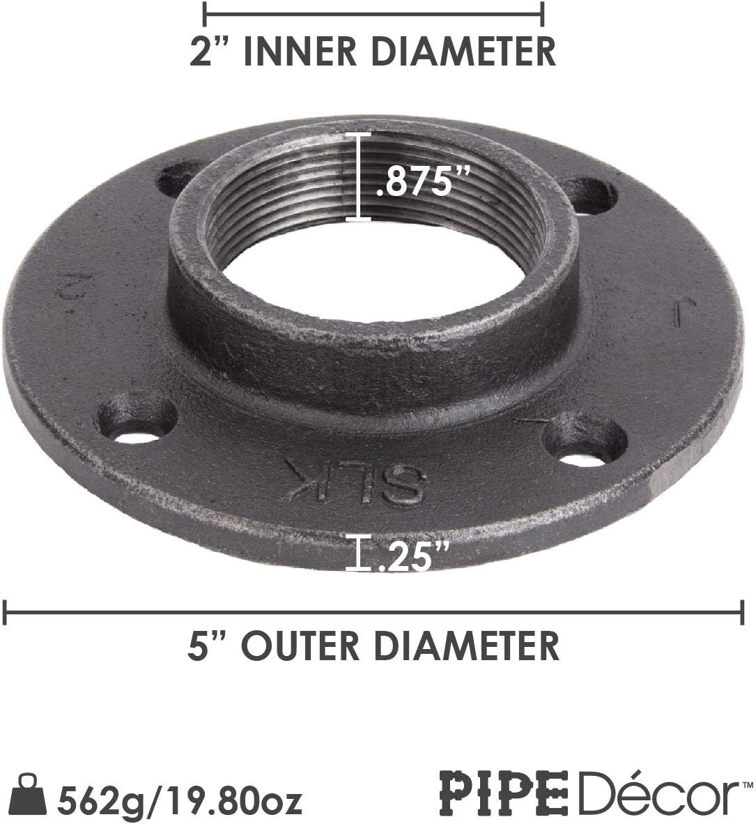 Cast Iron Floor Flange 4 Pack, Steel Grey, 2 Inch Threaded J588