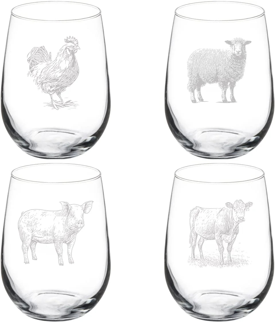 Set of 4 Stemless Wine Glasses Z43019