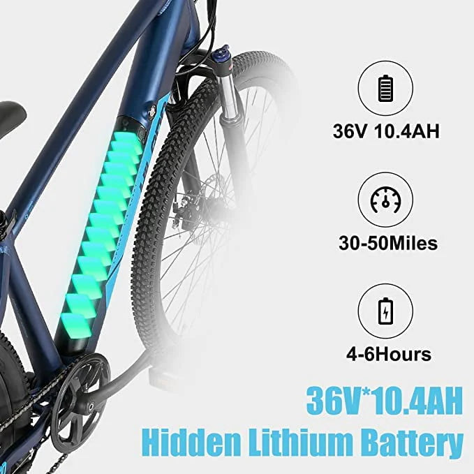 Blue 350W 36V 7-Speed Electric Bike U164246