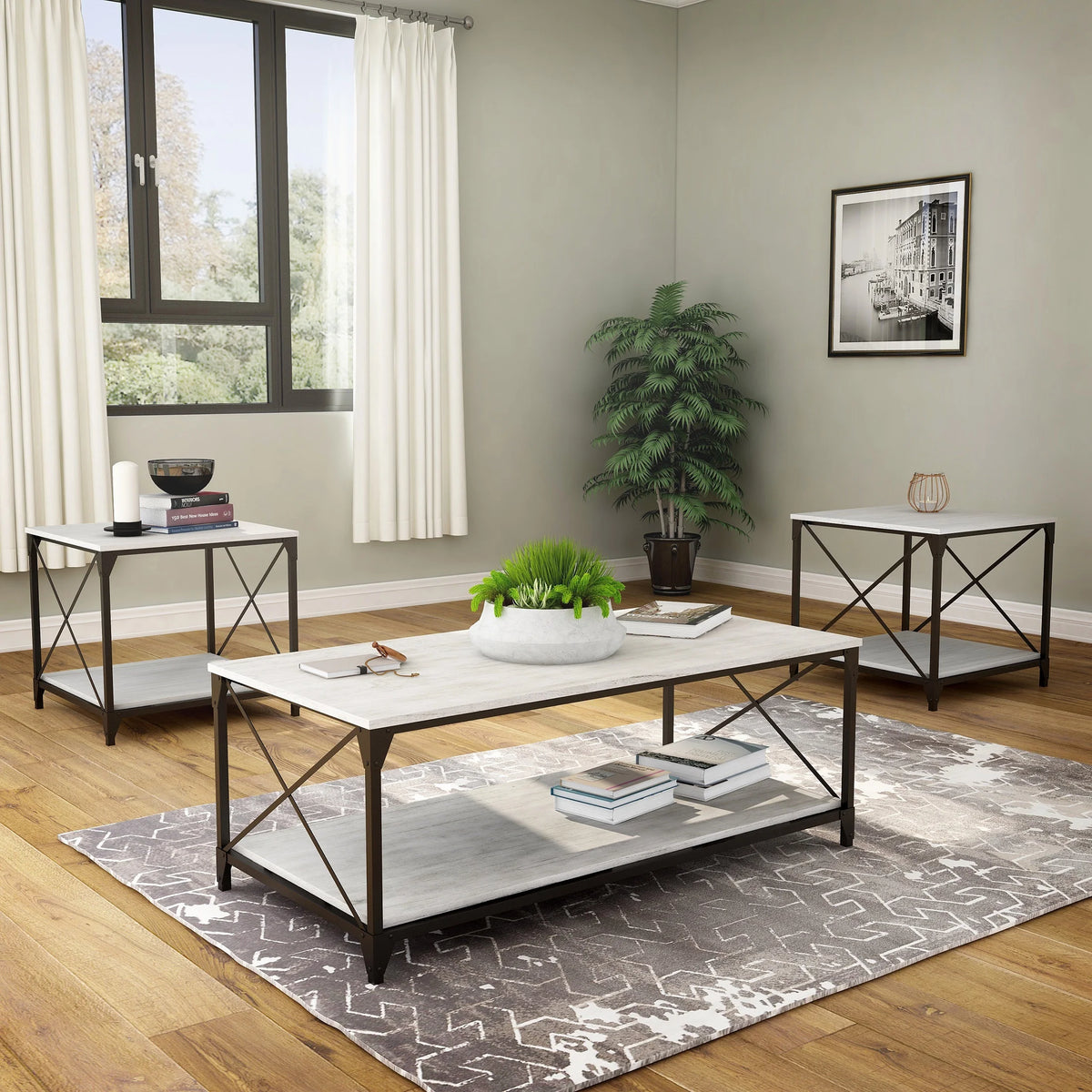 3-Piece Gray Coffee Table Set M6036