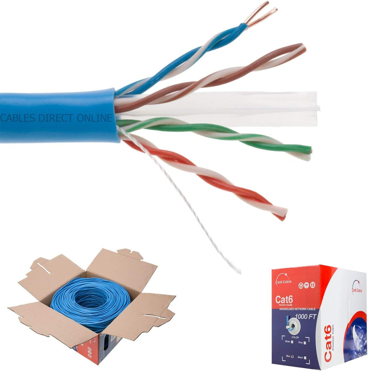 Orange CAT6 1000ft UTP Solid Ethernet Cable 23AWG F841130