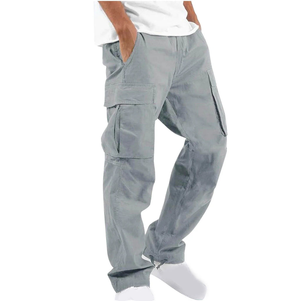 Mens Cargo Sweat Pants Relaxed Fit Baggy Joggers with Zipper Pockets J265