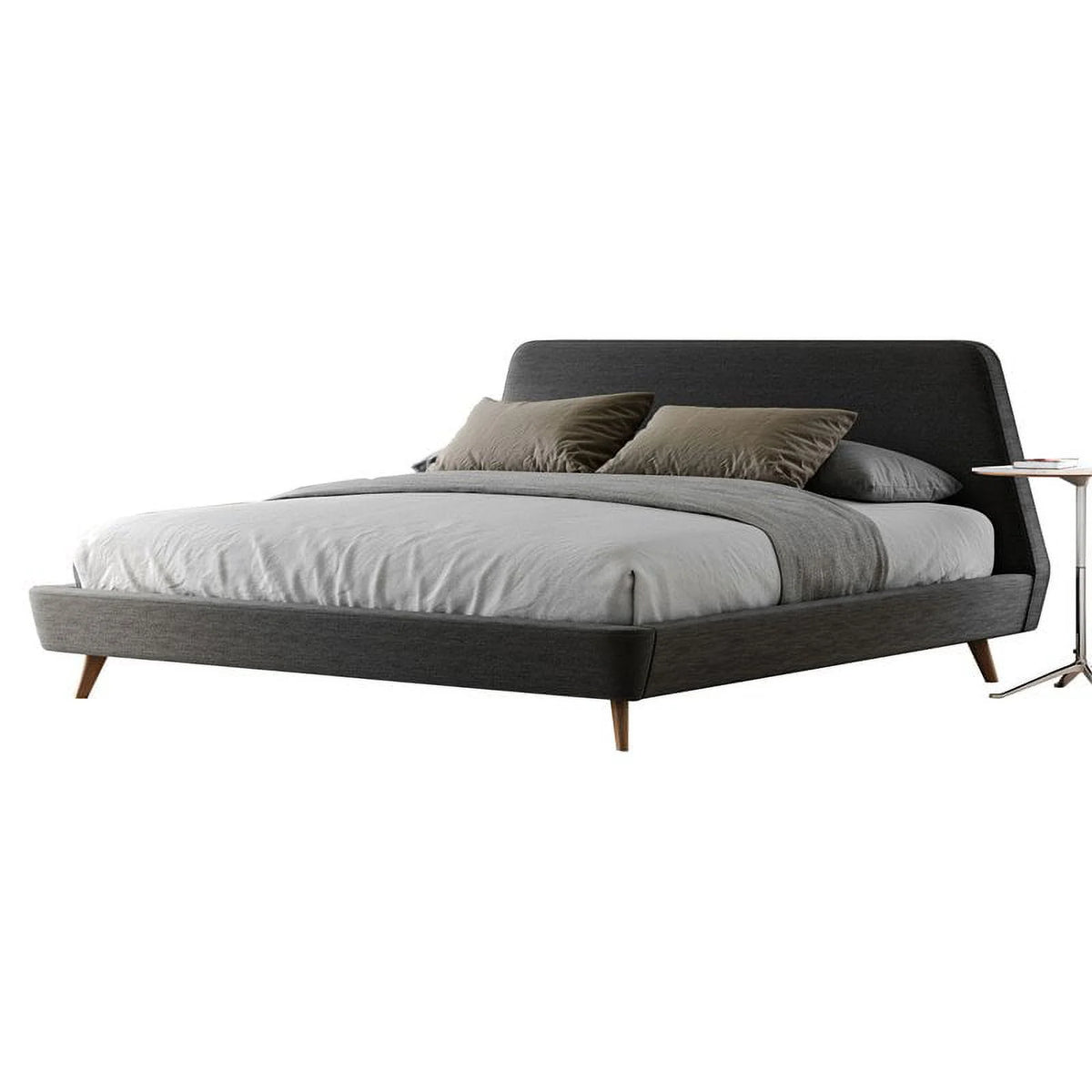 King Wood and Fabric Upholstered Platform Bed Dark Gray A666292