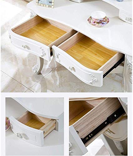 Solid Carved Dressing Vanity Table with Stool O81854