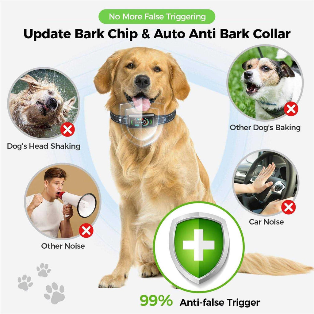 Rechargeable Anti-Bark Collar with Flashing Light, Beep, Vibration A409568