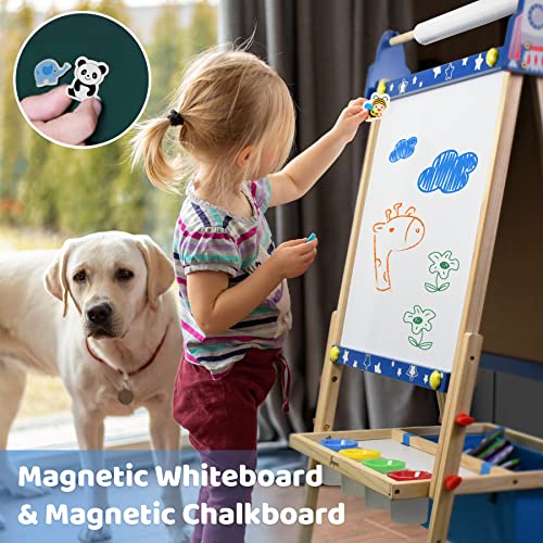 Adjustable Wooden Kids Art Easel with Whiteboard & Chalkboard N482