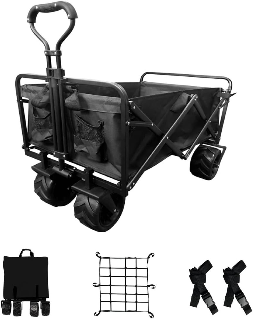 Collapsible Heavy Duty Beach Wagon Cart with Universal Wheels Adjustable Handle Y5036