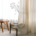 Beige Semi Sheer Linen Curtains 2 Panels 40''x84'' Y9065