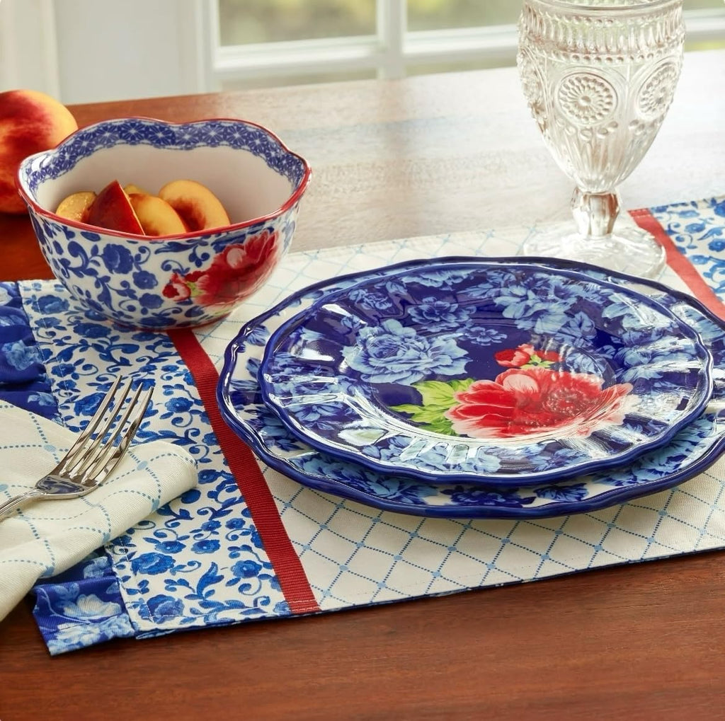 12-Piece Blue Floral Dinnerware Set T442314