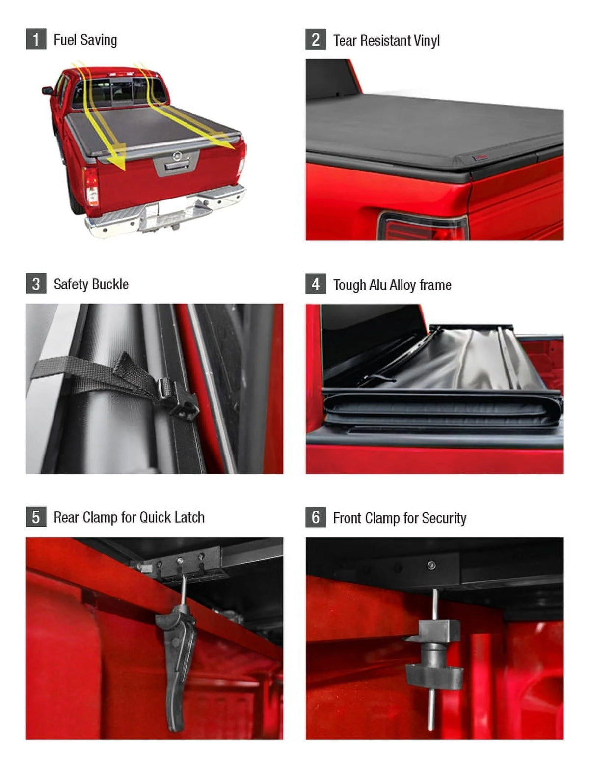Soft Quad-fold Truck Bed Tonneau Cover 6'4 Bed I1756