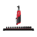 12V Lithium-Ion Brushless Cordless 3/8 in. Ratchet with Metric 6 Point Impact Socket Set Q8617