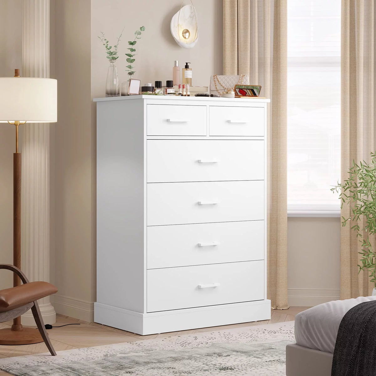 Black 6 Drawer Wood Dresser P849