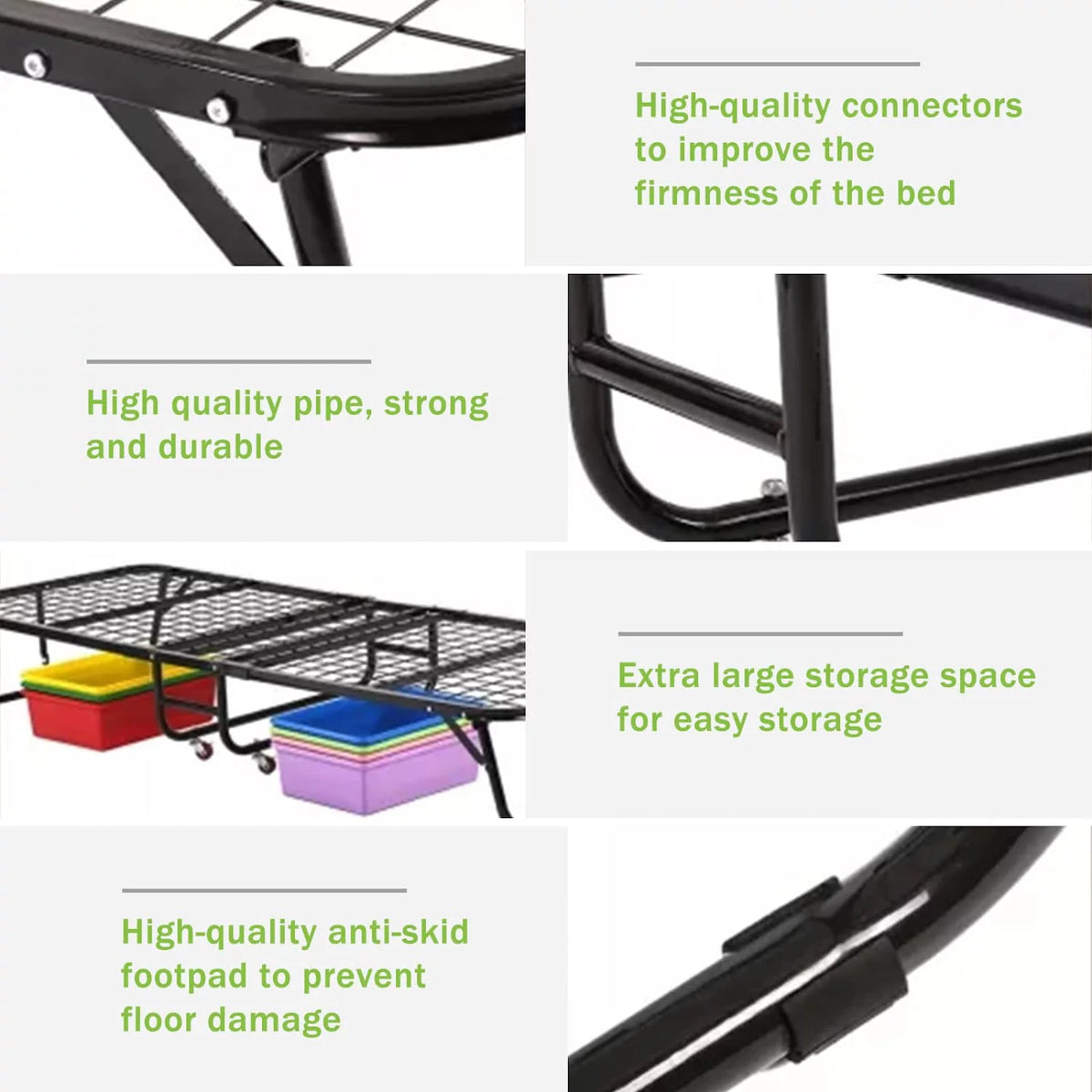 Folding Guest Bed with 4 inch Mattress Twin Size V1000