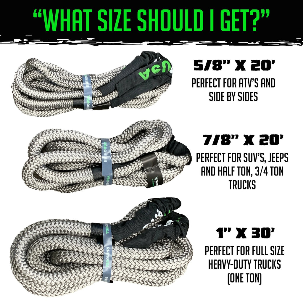 Kinetic Recovery Tow Rope 1in x 30ft Gray D506333