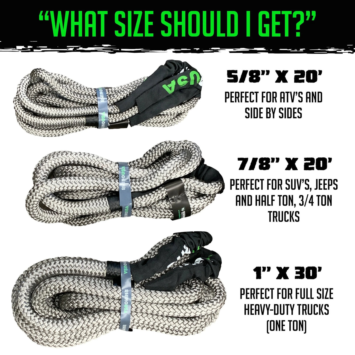Kinetic Recovery Tow Rope 1in x 30ft Gray D506333