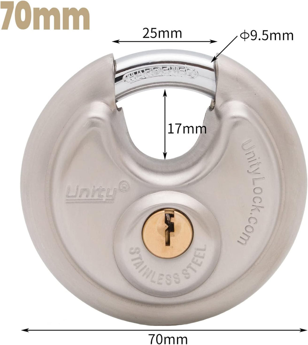Stainless Steel Disc Padlock, Same Key Open, 2-3/4" (70mm), 12 V2242